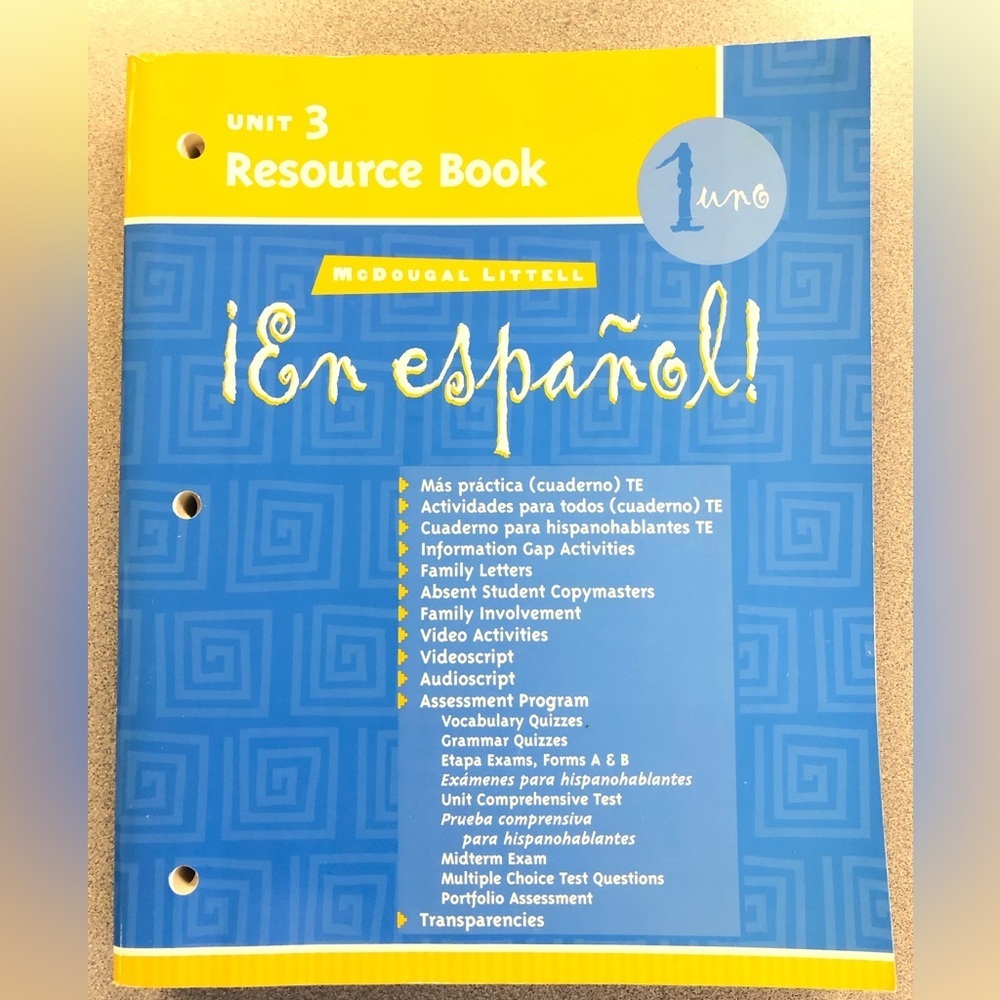 VTG En Espanol 1 Unit 3 Overhead transparencies 2004 McDougall Littell
